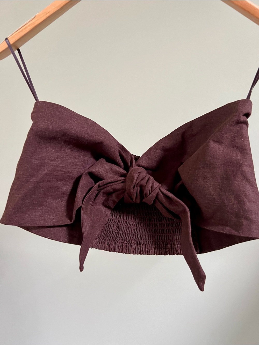 Express Bow-Front Crop Camisole in Plum